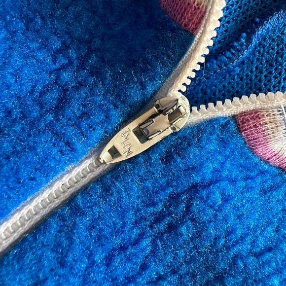 Vintage 60s/70s Talon Zipper Men Blue PRIDE Rainbow Stripe Full Pajama Onesie - Picture 5 of 8